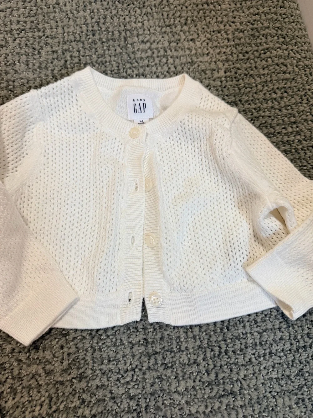 GAP Pink and Cream Baby Romper with Knit Cardigan Set